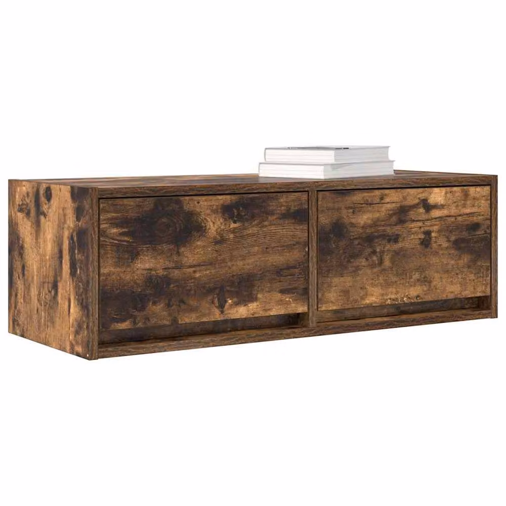 Berkfield Home Set of 2 Smoked Oak TV Cabinets in Brown, W/D/H: 80 x 31 x 25.5 cm – 3