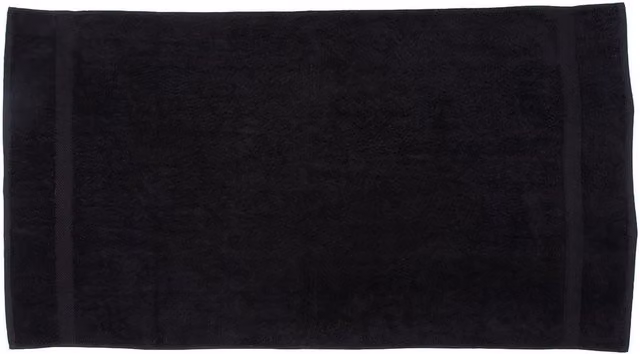 Towel City Luxury Black Cotton Terry Bath Towel with Border and Hanging Loop