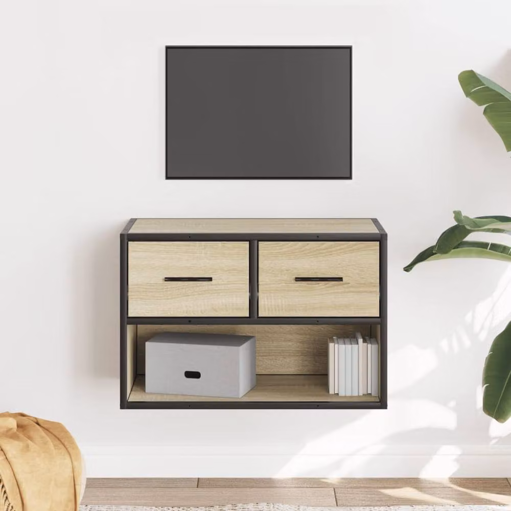 Berkfield Home Industrial TV Cabinet in Sonoma Oak and Beige, W/D/H: 60 x 31 x 39.5 cm – 2