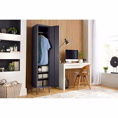 Moderna Metal Locker Cabinet with Lockable Storage and Adjustable Shelves, White and Grey, H 180 x W 38.5 x D 38.5 cm – 2
