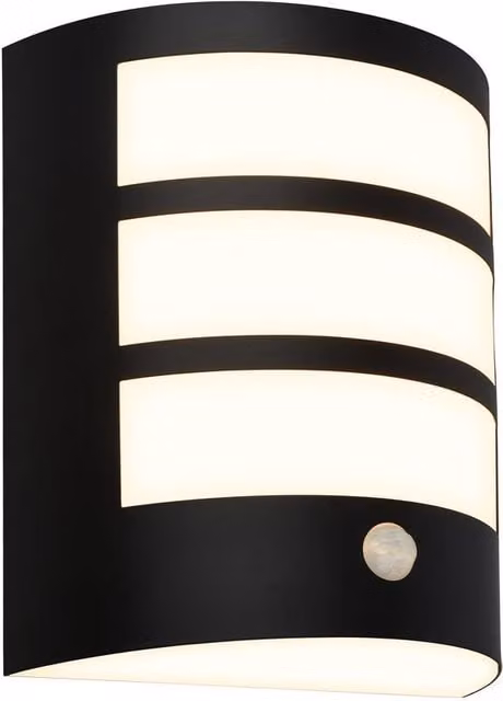 Briloner Off Grid Rechargeable LED Outdoor Wall Light with Motion and Dusk Sensor, Black, W/D/H: 18 x 15 x 7 cm – 1