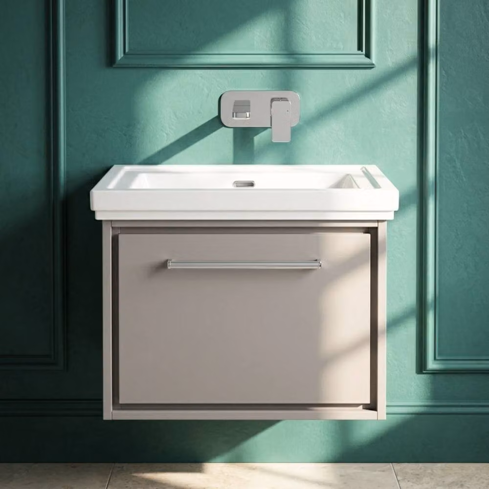 Balterley Wall Hung Single Drawer Bathroom Vanity Unit with Matt Grey Fireclay Basin W/D/H: 60.0 x 47.1 x 49.7 cm – 2