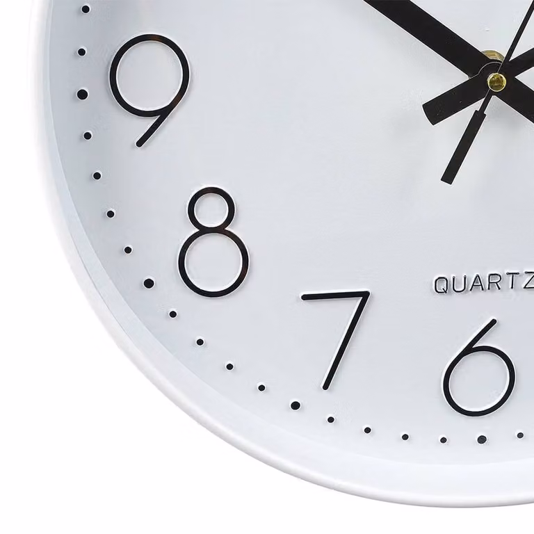 Kelvenix Modern Round Silent Wall Clock in Black and White, Diameter: 30 cm