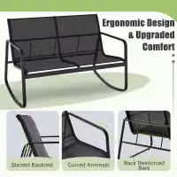 Costway 4 Piece Black Outdoor Patio Rocking Chair and Conversation Set – 5