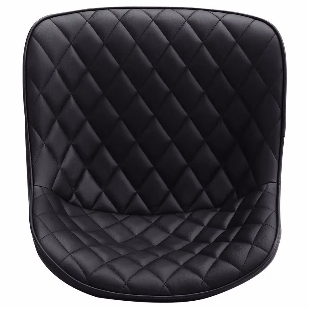 Living and Home Set of 2 Black PU Leather Diamond Lattice Swivel Bar Stools with Height Adjustment and Footrest – 4