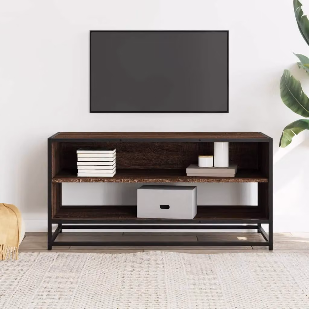 Berkfield Home Industrial TV Cabinet in Brown Oak, W/D/H: 91 x 40 x 46 cm – 3