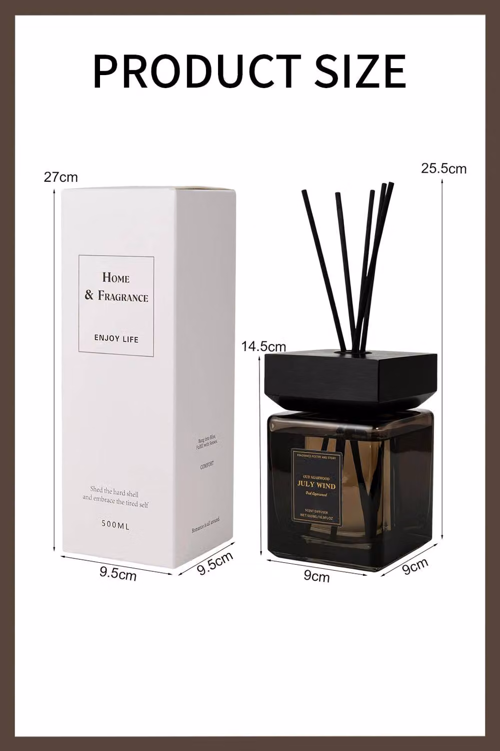 Living and Home Woody Scent Reed Diffuser Set, 500ml, Black – 4