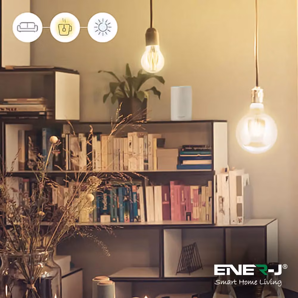 ENER-J Amber LED Filament Globe Bulb, E27, Dimmable, 2700-6000K – 2