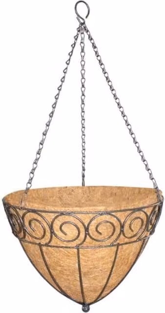 KDMD Brown Scroll Design Cone Hanging Basket Planter, Diameter: 30 cm