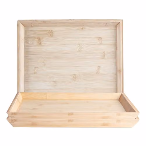Argon Tableware Pack of 3 Rectangular Brown Bamboo Serving Trays, W: 33 cm, D: 25 cm, H: 2.5 cm – 1