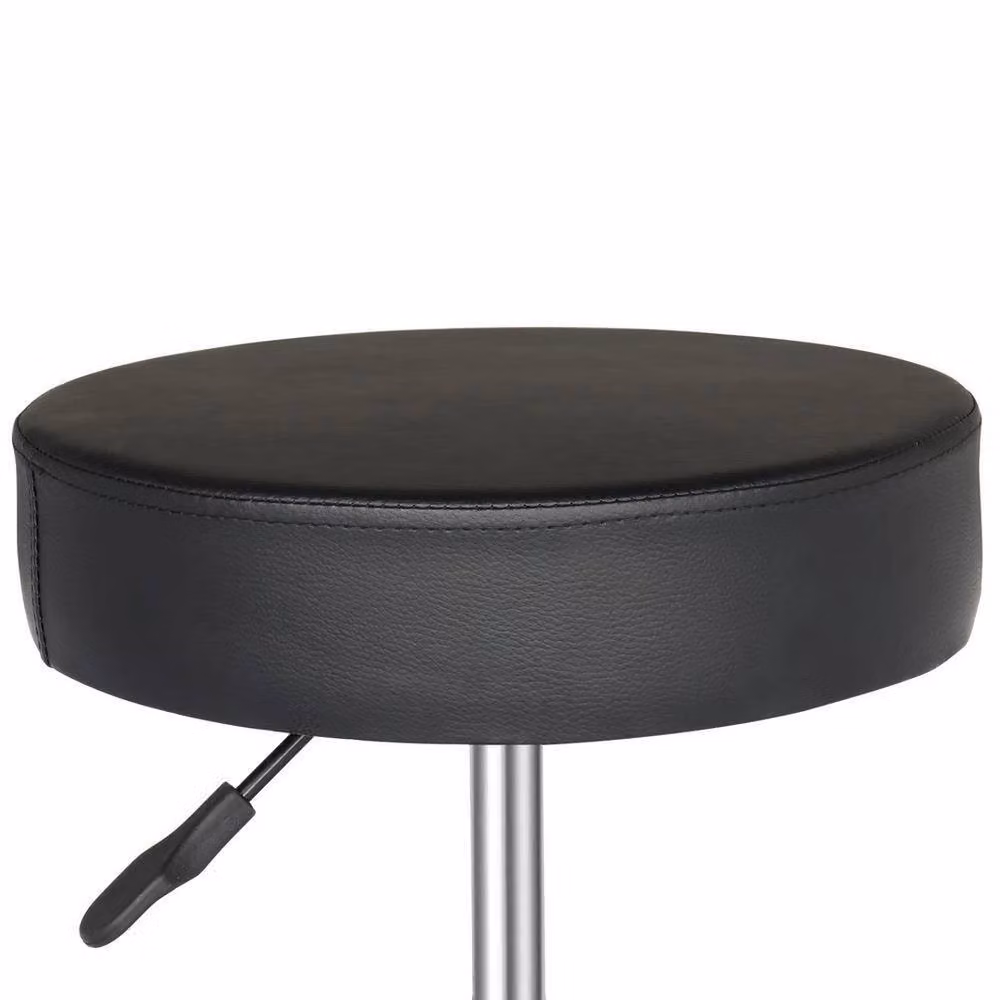 VOGREX Adjustable Rolling Salon Massage Stool in Black with Synthetic Leather and Castors – 5