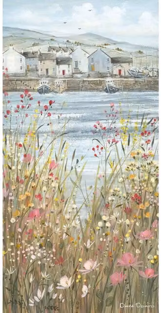 Diane Demirci Boats & Blooms II Botanical Paper Poster in Green and Multicolour – 1