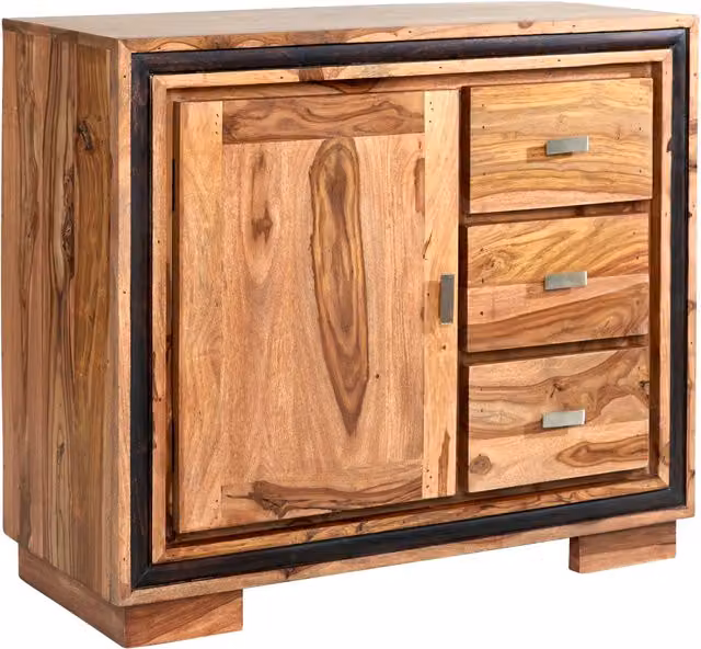 IH Design Modern Sheesham Wood Medium Sideboard with 3 Drawers and 1 Cabinet in Brown