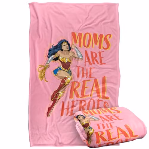Warner Bros. Wonder Woman Mothers Day Moms Are The Real Superheroes Silky Touch Super Soft Fleece Throw Blanket, Multicolour, W/D/H: 91 x 147 cm