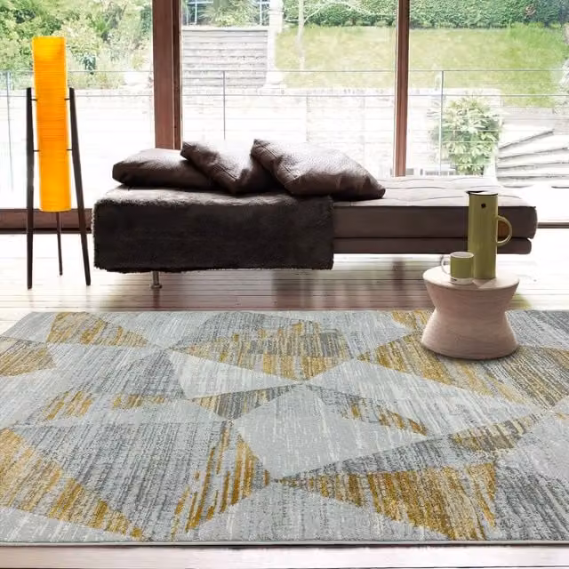 The Rug Shop UK Grey Modern Checkerboard Machine Woven Easy Care Area Rug W: 200 cm, D: 290 cm