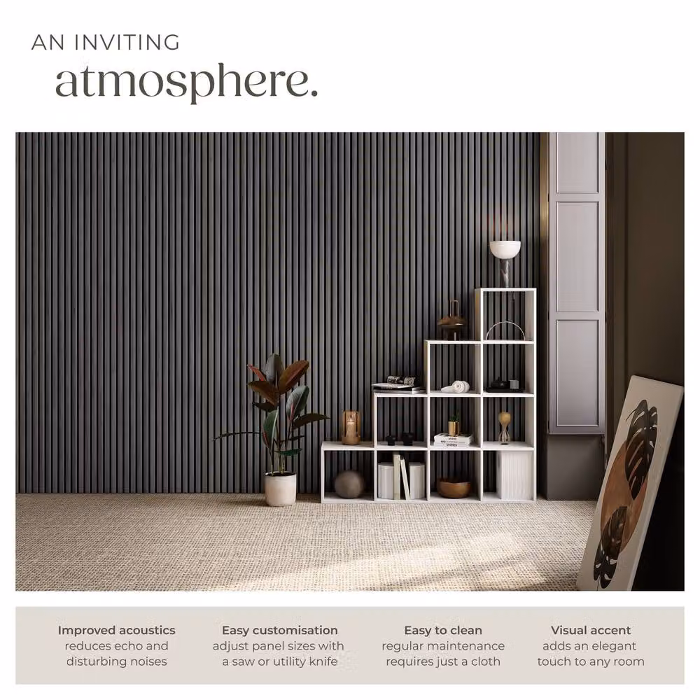 tectake Acoustic Wood Look Wall Panels in Black – 3