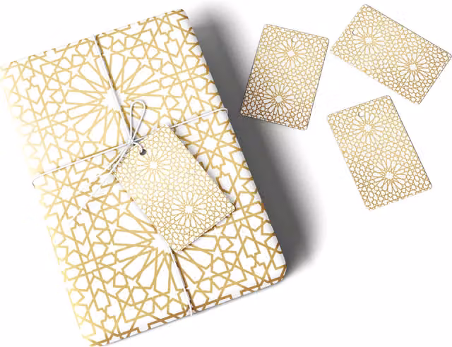 Peacock Supplies Geo G Gold Gift Wrap and Tag Set