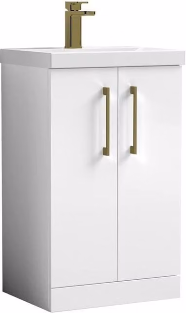 Balterley Modern White Bathroom Vanity Unit with Basin and Soft Close Doors, Width: 50 cm – 1