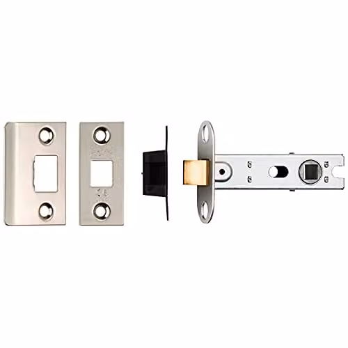 Loops 76mm Tubular Mortice Bolt Through Door Latch with Square Forends in Silver Nickel Plated