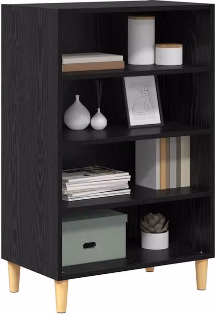 Berkfield Home Black Oak Sideboard with Shelf, W: 57 cm, D: 35 cm, H: 90 cm – 1