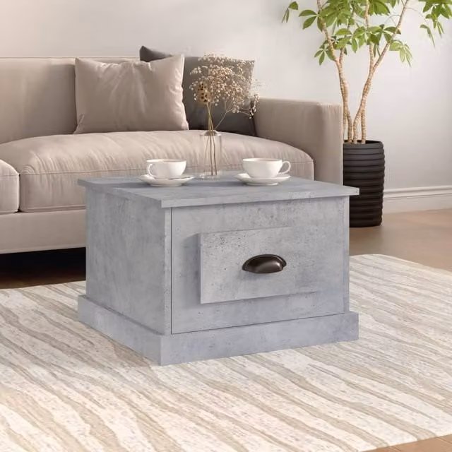 Berkfield Home Modern Square Coffee Table in Concrete Grey, W/D/H: 50 x 50 x 35 cm