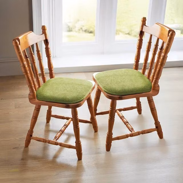 Coopers of Stortford Pack of 2 Non-Slip Memory Foam Dining Chair Seat Pads in Green Chenille, W/D/H: 40 x 40 x 4 cm – 1