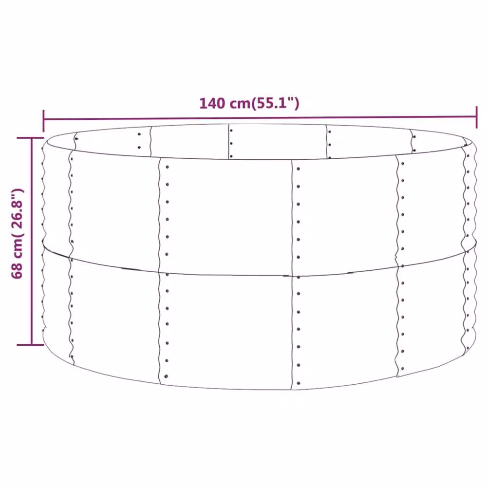 Berkfield Home Garden Green Powder-coated Steel Raised Bed W/D/H: 140 x 140 x 68 cm – 4
