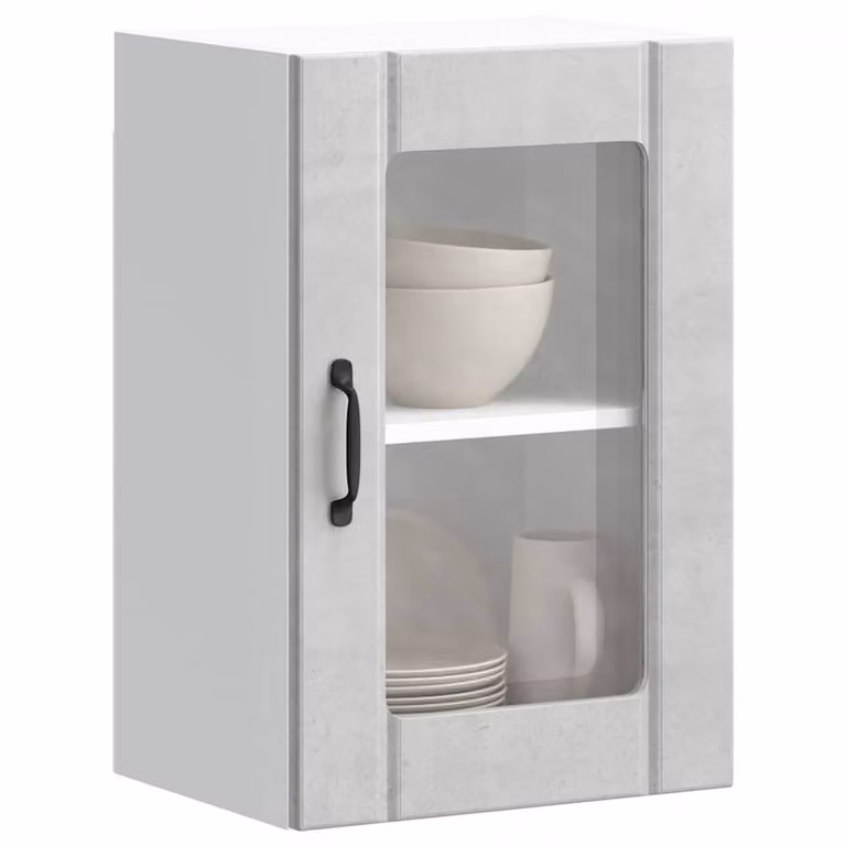 Berkfield Home Lucca Wall Mounted Kitchen Cabinet with Glass Door, Concrete Grey, W/D/H: 60.0 x 31.0 x 40.0 cm