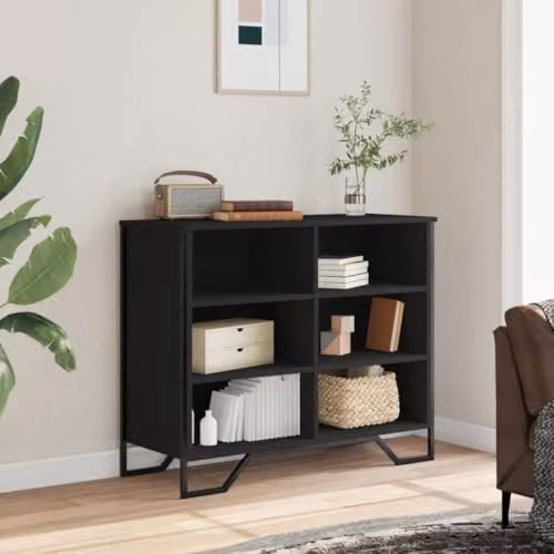 vidaXL Modern Black Sideboard in Matt MDF and Metal, W/D/H: 91 x 35.5 x 74.5 cm – 2