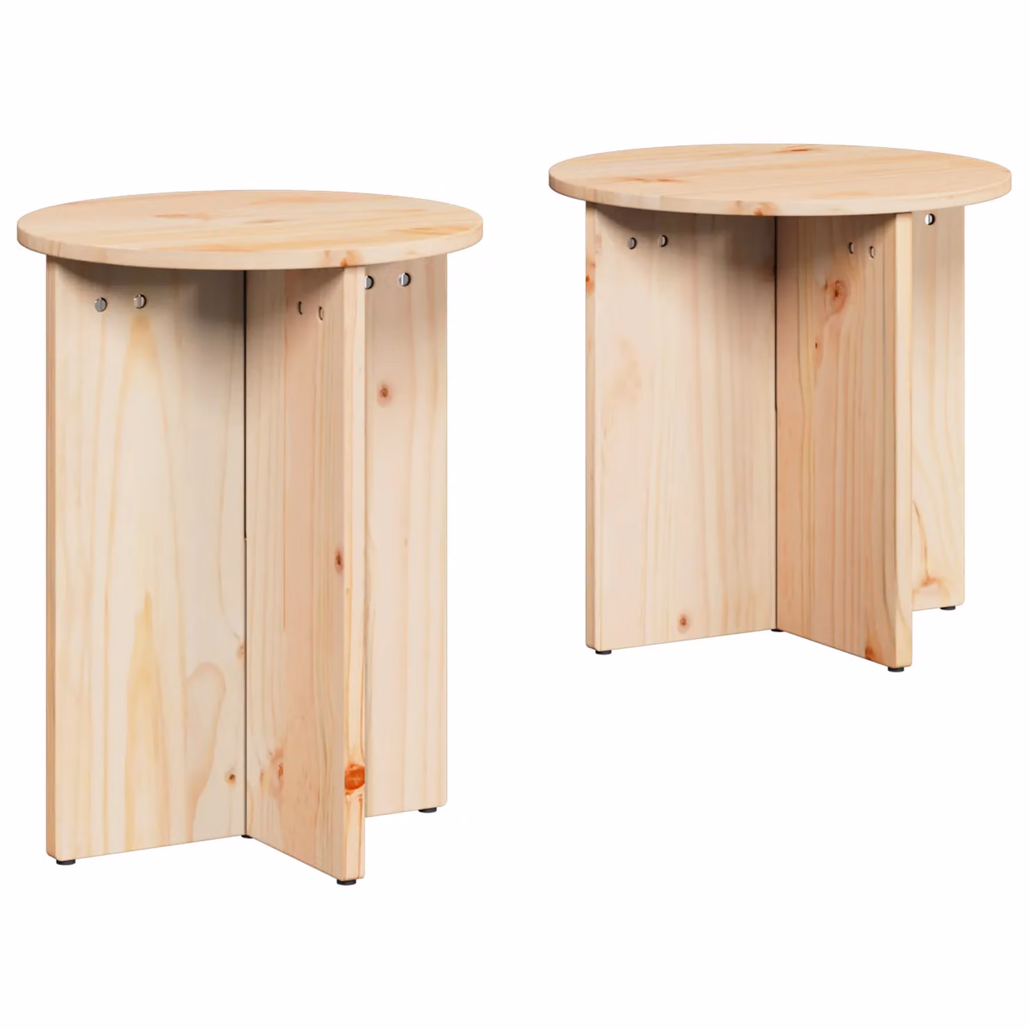 Berkfield Home Set of 2 Round Rustic Coffee Tables in Brown Solid Pine Wood – 2