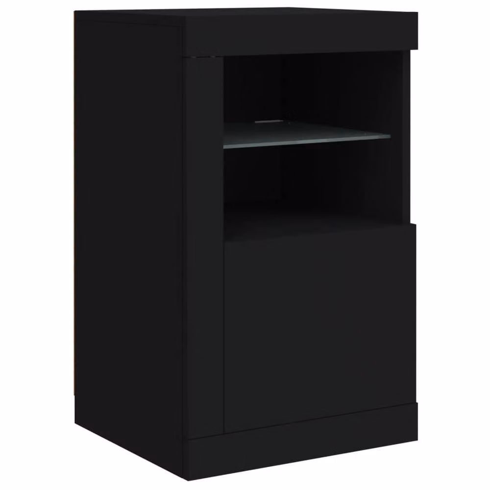 Berkfield Home Set of 2 Black Modern Side Cabinets with Glass Doors and Integrated LED Lighting – 5