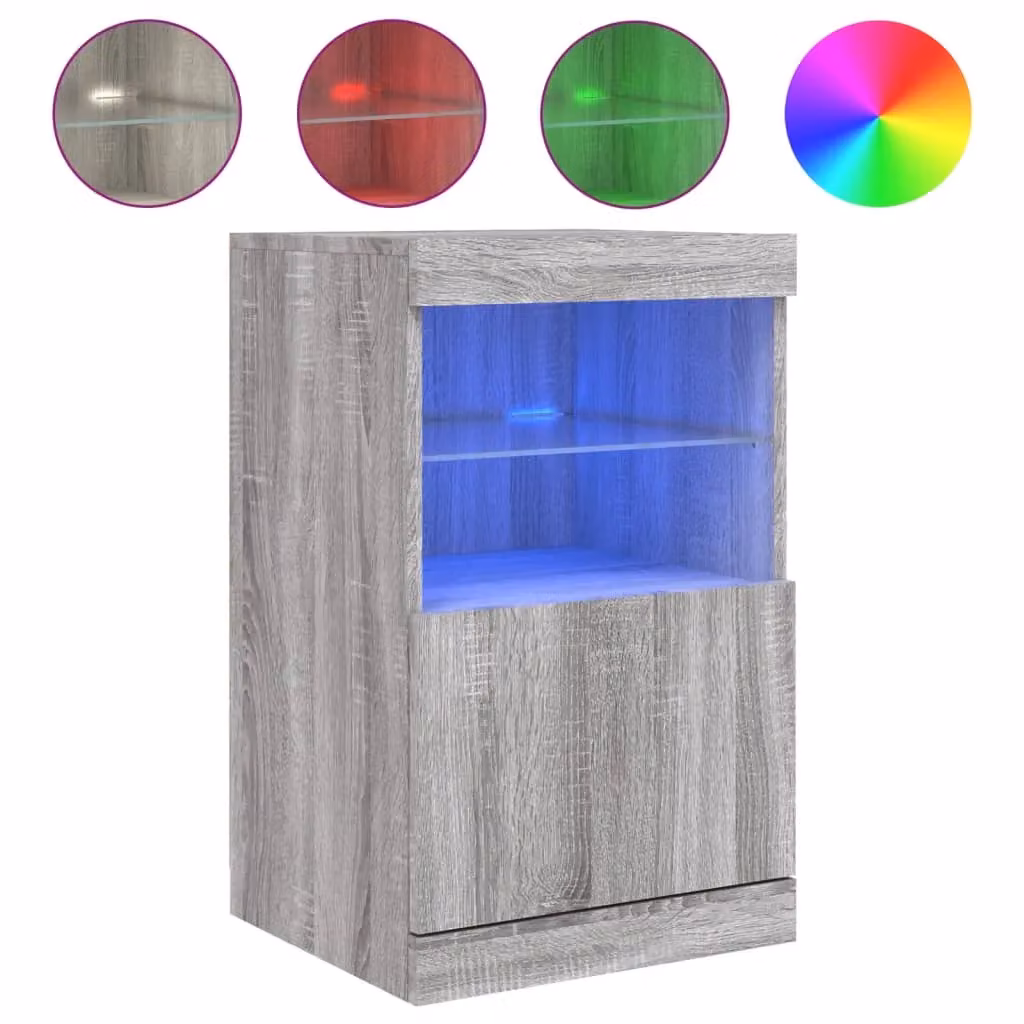 Berkfield Home Modern Sideboard with Integrated LED Lights in Grey, W/D/H: 41 x 37 x 67 cm – 2