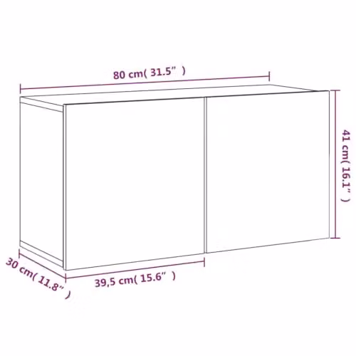 vidaXL Modern Wall-mounted TV Cabinet in Grey, W: 80 cm, D: 30 cm, H: 41 cm – 3