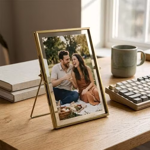 Nicola Spring Gold Metal Photo Frame, Single Rectangular Freestanding Picture Frame for 13 x 18 cm Photos – 7