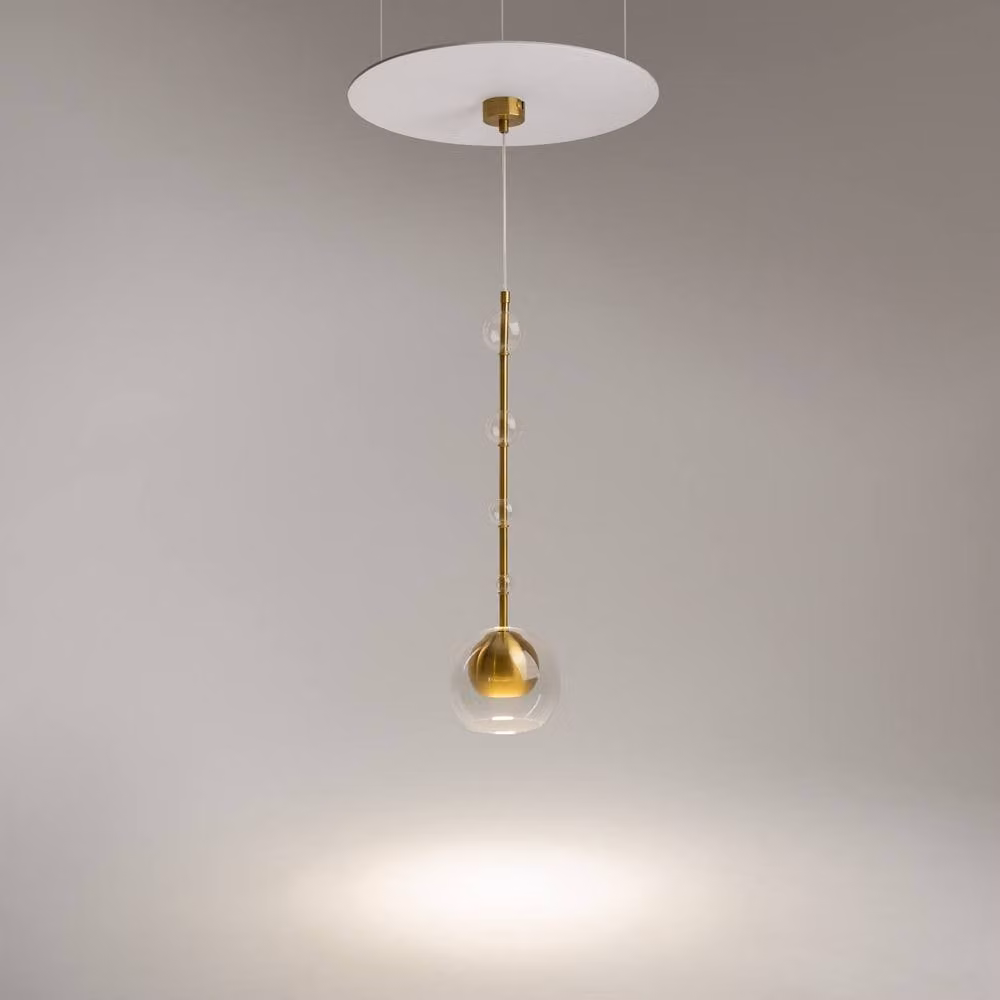 Netlighting Ros Modern Dome Pendant Ceiling Light in Gold and Brass with Transparent Glass Shade and 1xGU10 Socket – 2