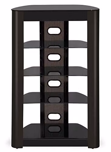 Centurion Supports Zinnia 5-Shelf Gloss Black Multimedia AV Rack with Glass Shelves W/D/H: 102 x 49 x 68 cm – 9