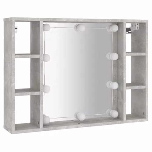 vidaXL Modern Wall-Mounted Mirror Cabinet with LED Lighting in Matt Grey, W/D/H: 76 x 15 x 55 cm