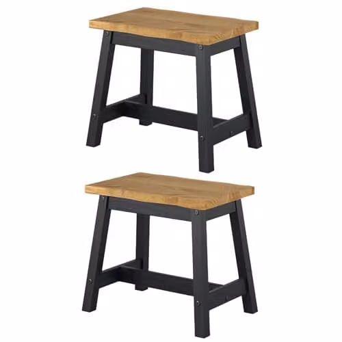 Core Corona Set of 2 Small Black Dining Benches in Solid Pine Wood – 4