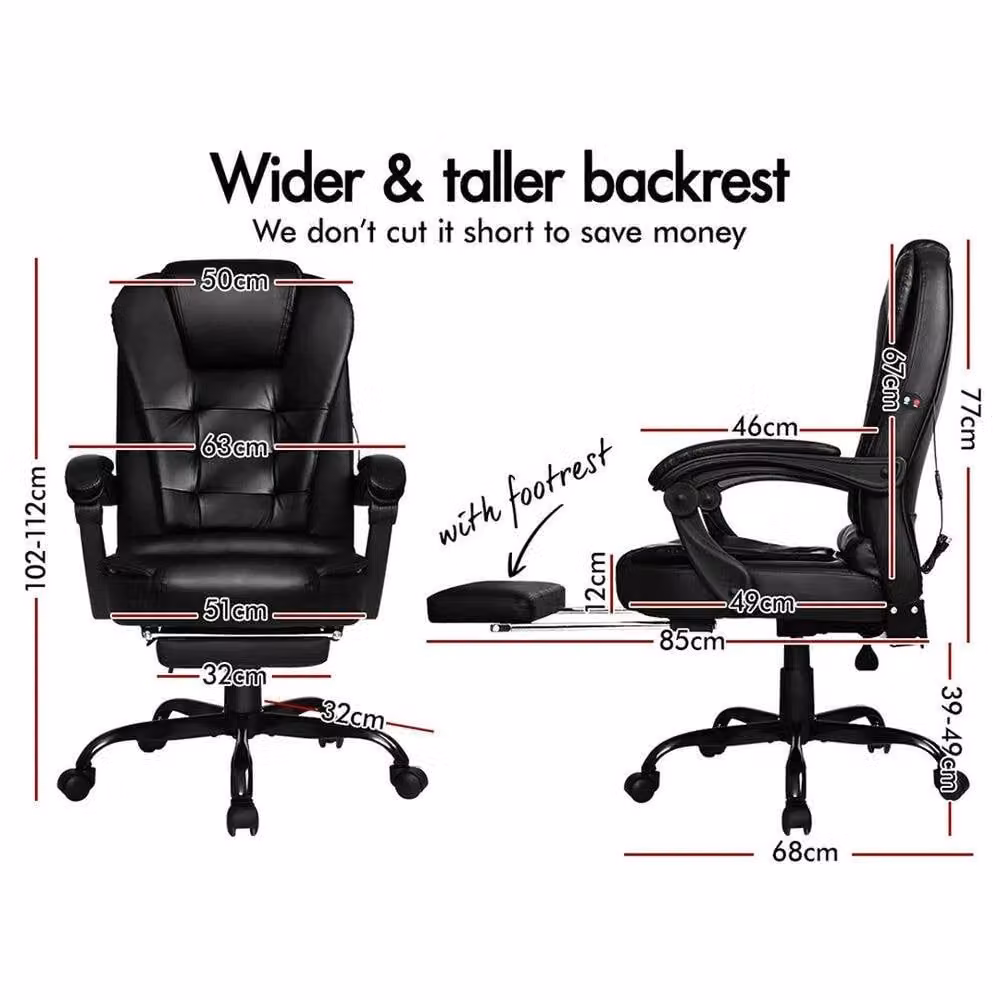 FORGEVIO Black Synthetic Leather Executive Massage Office Chair with Swivel and Armrests – 2