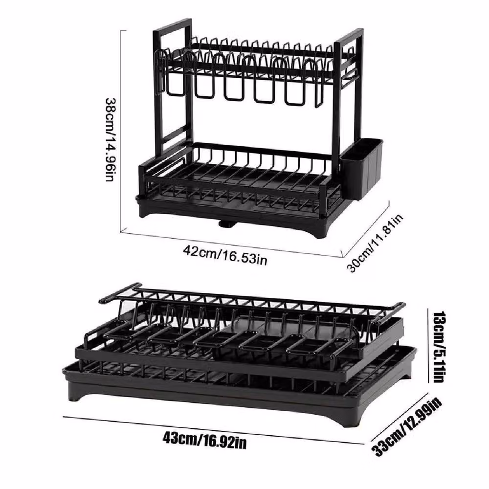 SPETLEK Black Coated Steel Kitchen Dish Storage and Draining Rack, Large – 3