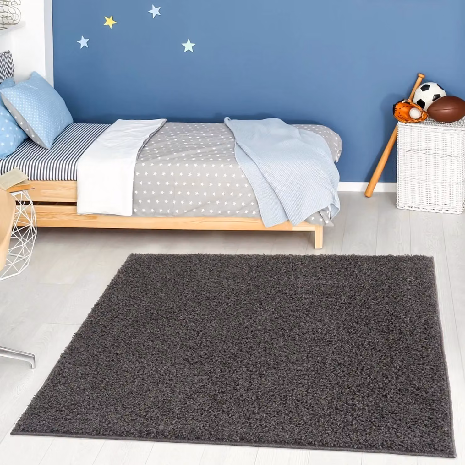 THE RUGS Soft Plain High Pile Shaggy Rug for Living Room or Bedroom, Dark Grey, W: 80 cm, L: 150 cm – 7