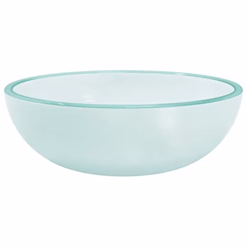 vidaXL Round Tempered Glass Countertop Basin in Turquoise, W: 35 cm, D: 35 cm, H: 12 cm