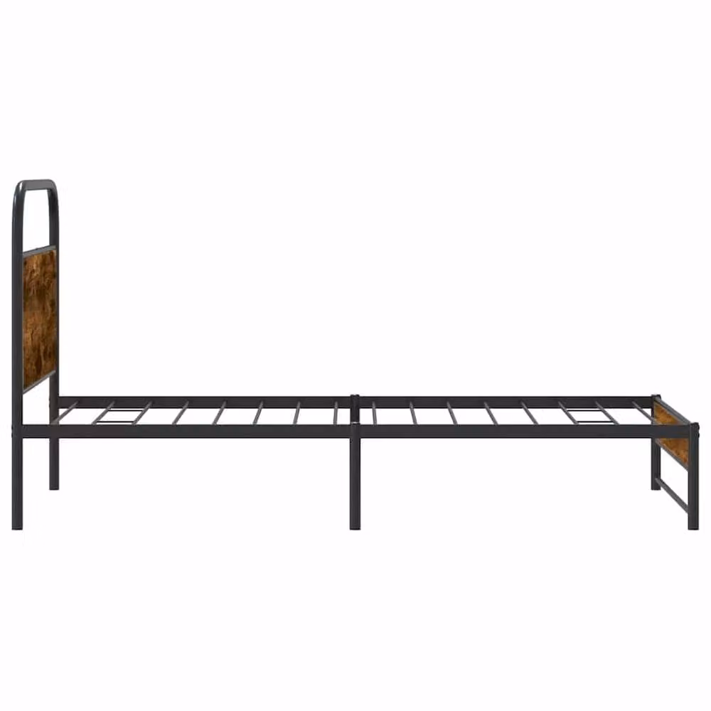 Berkfield Home Bed Frame in Smoked Oak and Brown Engineered Wood, W/D/H: 100 x 200 cm – 4