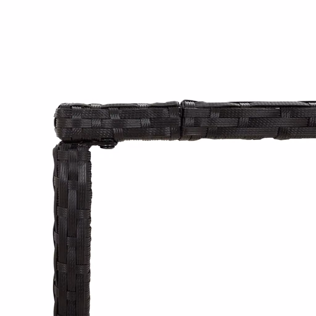 Berkfield Home Bar Table with Glass Top in Black Poly Rattan, W/D/H: 110 x 70 x 110 cm – 3