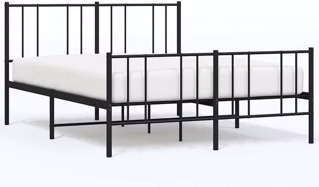 Berkfield Home Metal Bed Frame with Headboard and Footboard, Black, W/D/H: 160 x 200 cm