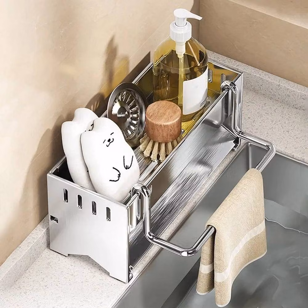 PAWNORA Rectangular Stainless Steel Kitchen Sink Sponge Holder in Silver – 3
