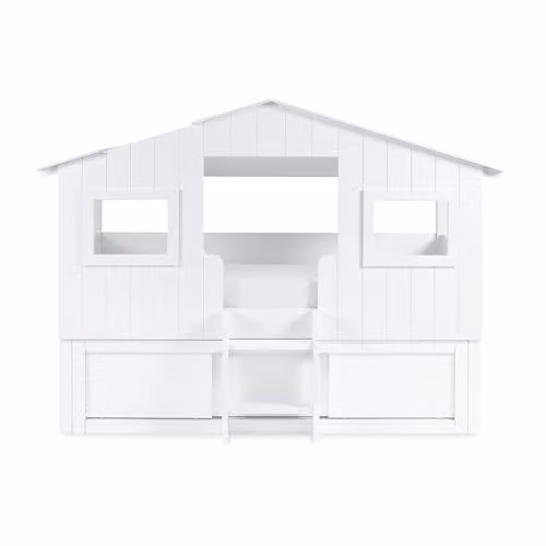 Julian Bowen Acorn White Solid Wood Childrens Mid Height Cabin Bed Frame with Stairs and Side Compartments W/D/H: 159 x 90 x 221 cm – 2