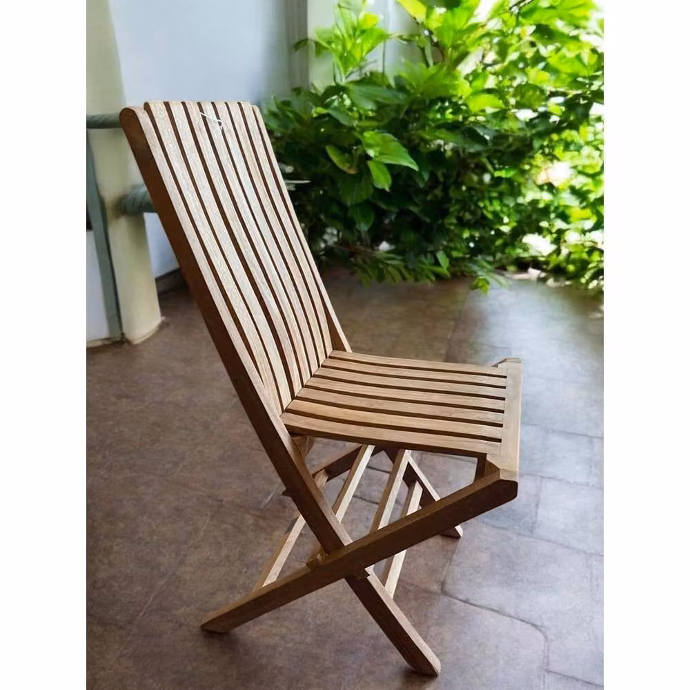 Minster Miami Garden Folding Chair in Brown Teak, W/D/H: 47 x 37 x 95 cm – 2