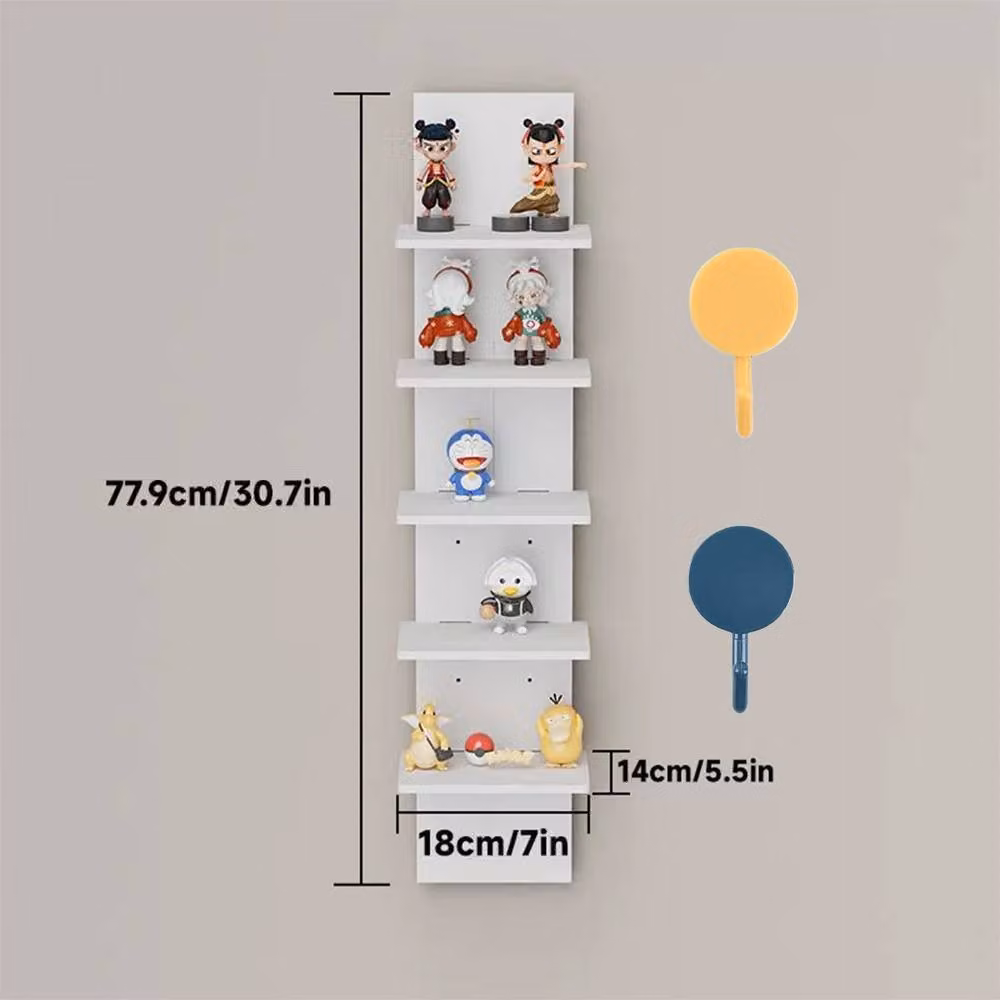 VOGREX 5 Tier White Wall Mounted Floating MDF Storage Shelf Unit – 2