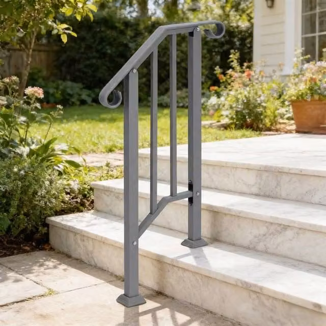 EONLION Galvanised Steel Stair Handrail in Grey, W: 100 cm, H: 200 cm